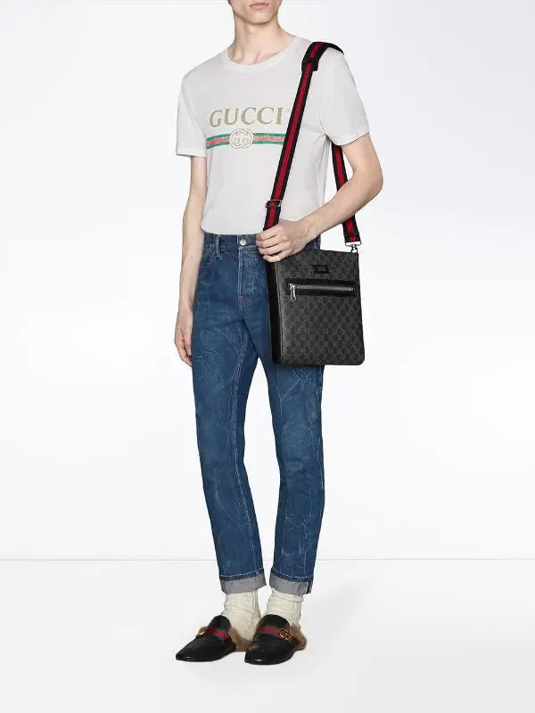 GUCCI - Black GG Messenger Bag Metroutfits